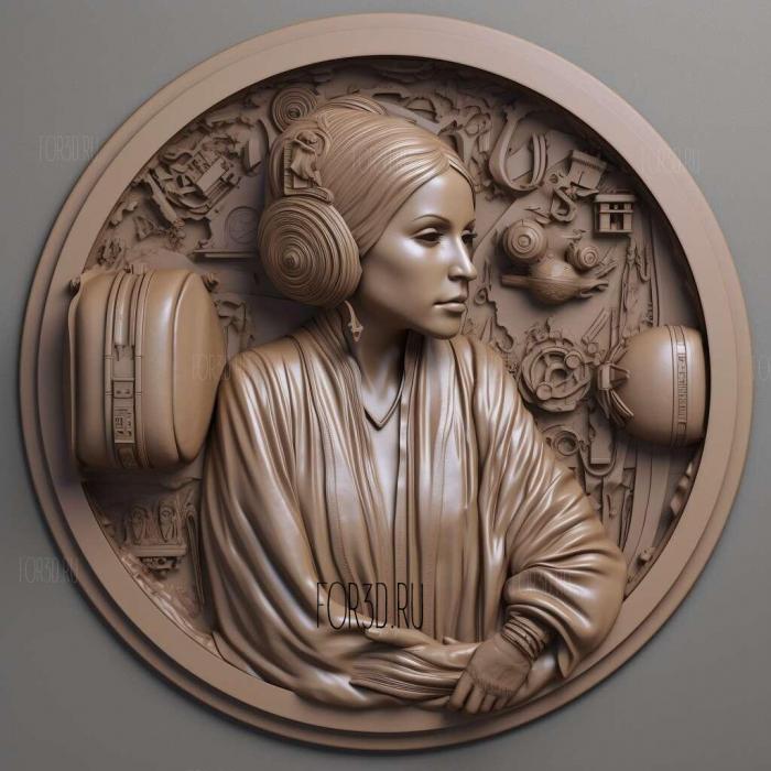 Princess Leia 2 stl model for CNC